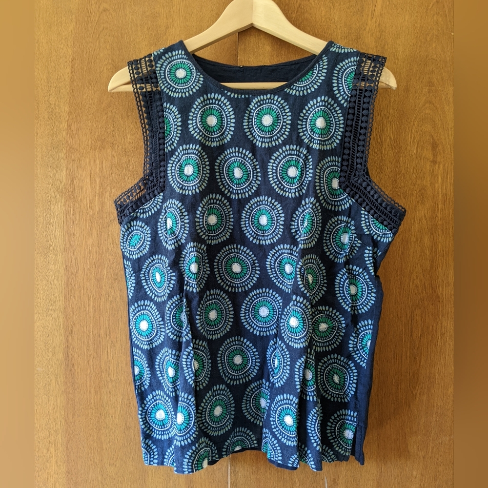LOFT (I think) blue and green sleeveless top